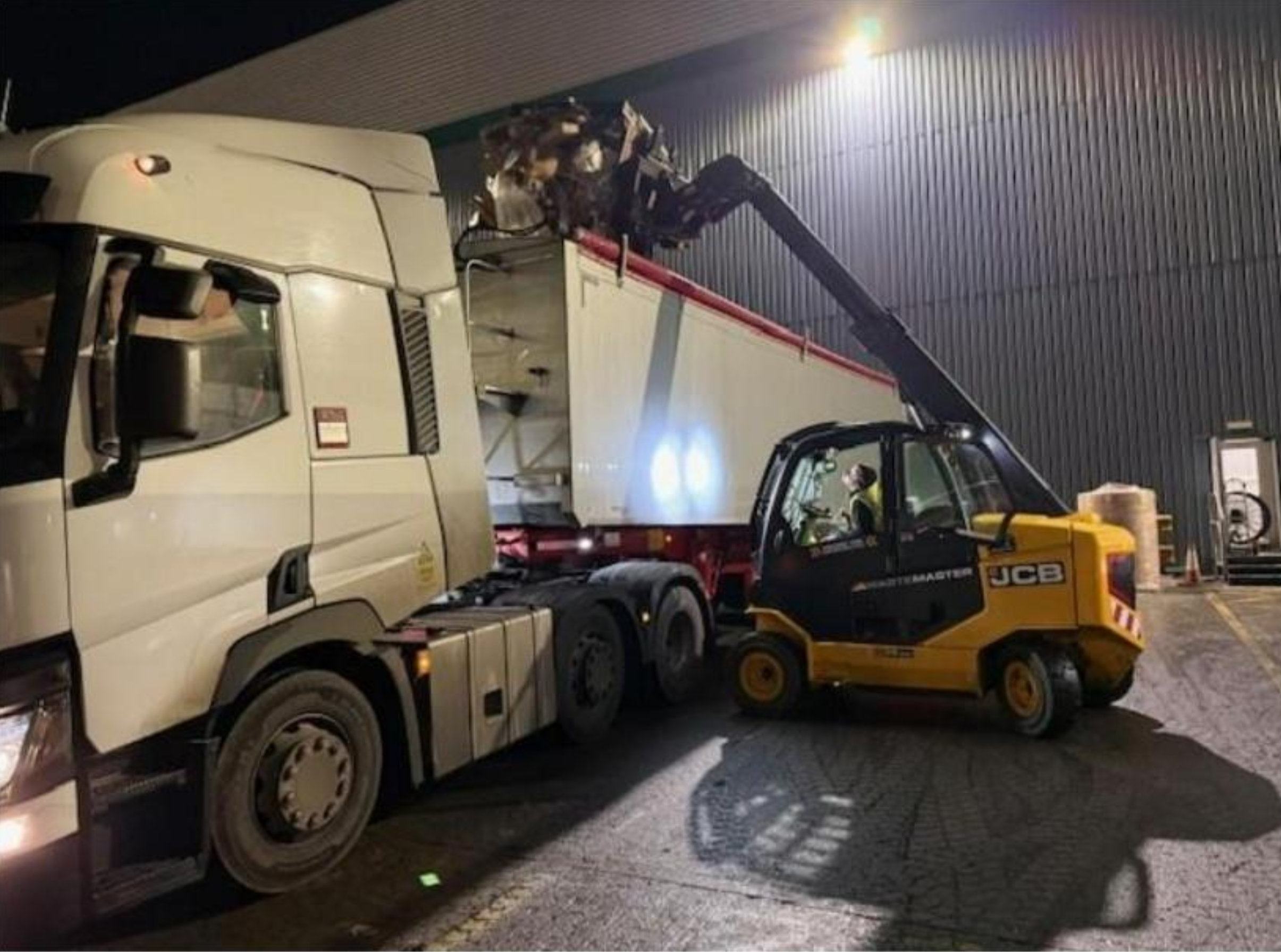 Waste Extraction Using JCB at Night